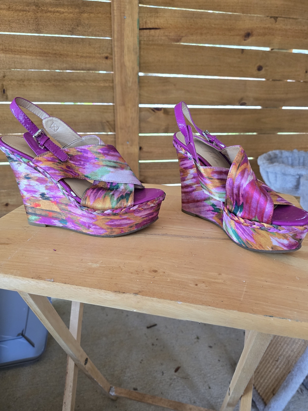 Marc Fisher Pink Multicolor Platform Wedge Sandals